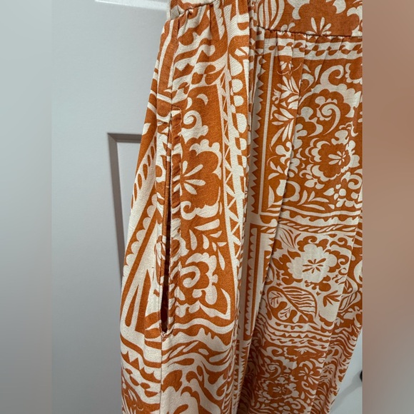 Japna Dress Floral Patterned Brown and Cream Maxi with Pockets - Picture 4 of 6